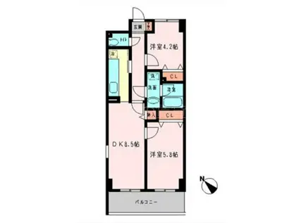 セレッソウスイ(2DK/4階)の間取り写真