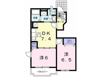 アールド・ヴィーヴルA・B(2DK/1階)の間取り写真