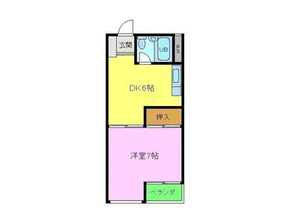 ニューハイツ松川(1DK/1階)の間取り写真