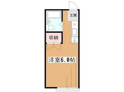 山本レジデンスE棟(ワンルーム/2階)の間取り写真