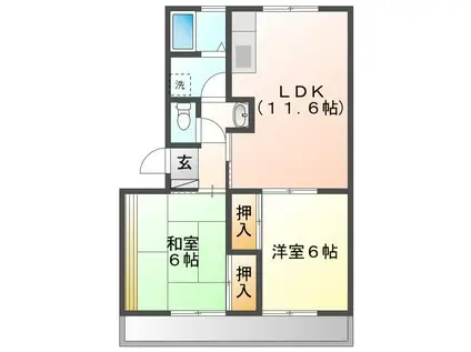 ハイツ明和 A(2LDK/2階)の間取り写真
