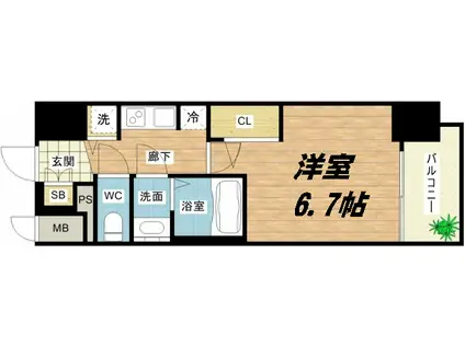 W-STYLE大阪城南(1K/3階)の間取り写真