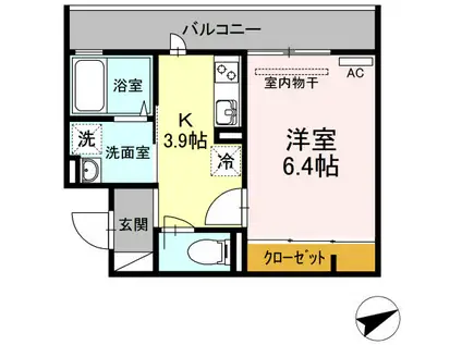 ＪＲ南武線 尻手駅 徒歩4分 3階建 築9年(1K/1階)の間取り写真