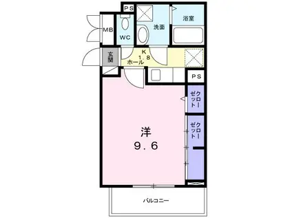 ヴィラ ミスズ(1K/2階)の間取り写真