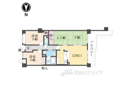 ライオンズマンション大津秋葉台(4LDK/6階)の間取り写真