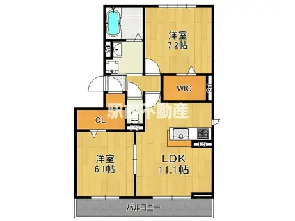 D-ROOM和白 西館(2LDK/3階)の間取り写真