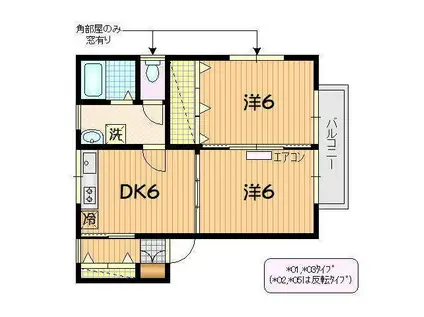 コンフォートフラッツ 2ND(2DK/2階)の間取り写真