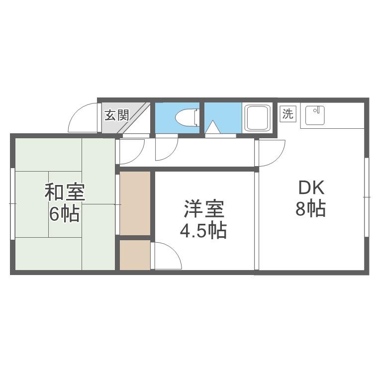 バウハウス8(2DK/3階)の間取り写真