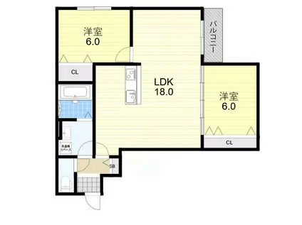 プロスパーコート住吉大社1(2LDK/2階)の間取り写真