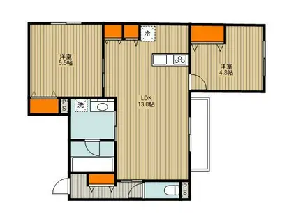 国分南1丁目メゾン(2LDK/2階)の間取り写真