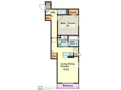 メゾン・ド・プリュネ(1LDK/1階)の間取り写真