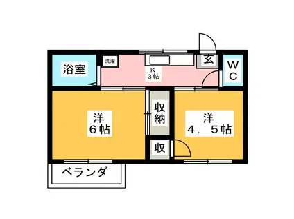 フォンテーヌ湘南(2K/2階)の間取り写真