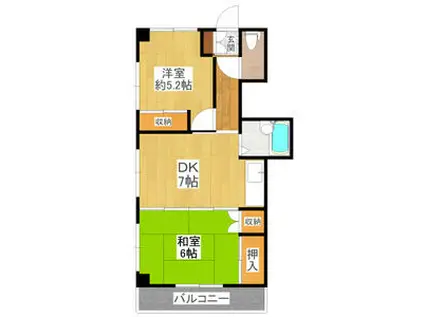 フラワーパレス戸祭(2DK/3階)の間取り写真