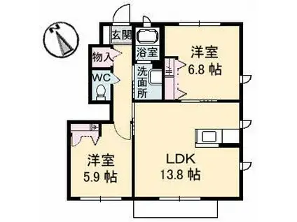 サンモール A棟(2LDK/1階)の間取り写真