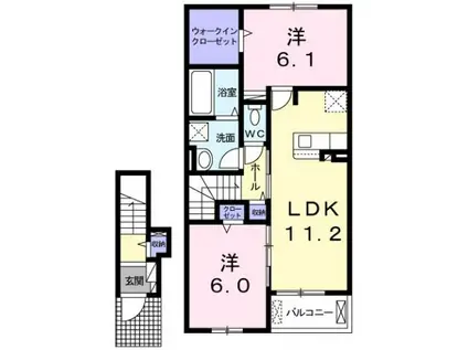 グランディール 南 II(2LDK/2階)の間取り写真