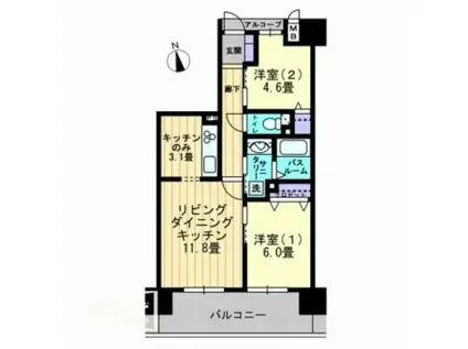 アルファライフ築地(2LDK/6階)の間取り写真