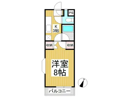 コーポ若林(1K/3階)の間取り写真