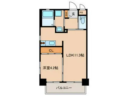 門司ポロニア(1LDK/4階)の間取り写真