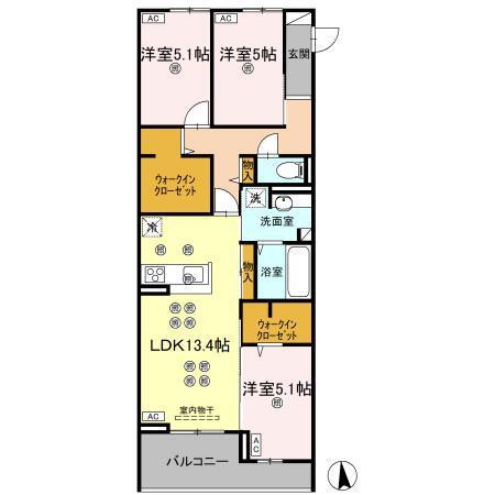 エグレットテラスII(3LDK/3階)の間取り写真