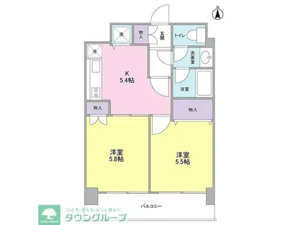 クオーレイナバ(2K/5階)の間取り写真