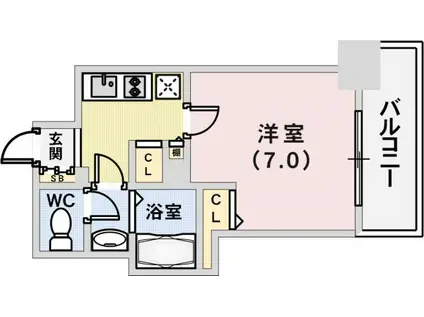 パシフィックレジデンス神戸八幡通(1K/10階)の間取り写真