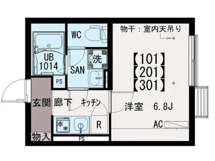 イクシオ江戸川II(1K/2階)の間取り写真