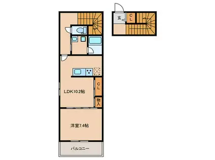 リノア寿(1LDK/2階)の間取り写真