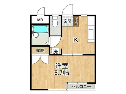 梅園マンション(1K/2階)の間取り写真