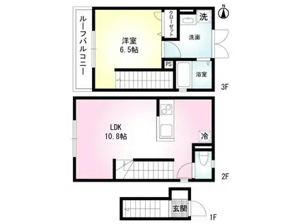 メゾンド豪徳寺(1LDK/2階)の間取り写真