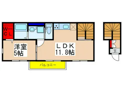 アットリラ八千代台(1LDK/2階)の間取り写真