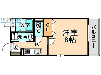 レゴリスII(1K/1階)の間取り写真