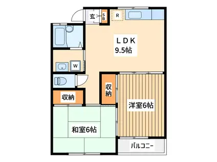 金子ハイツ(2DK/1階)の間取り写真