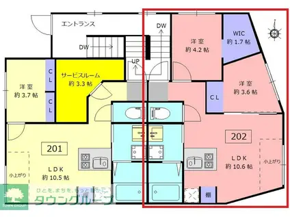 ロータス中野新橋(2LDK/1階)の間取り写真