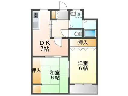 ガーデンコートひばり(2DK/3階)の間取り写真