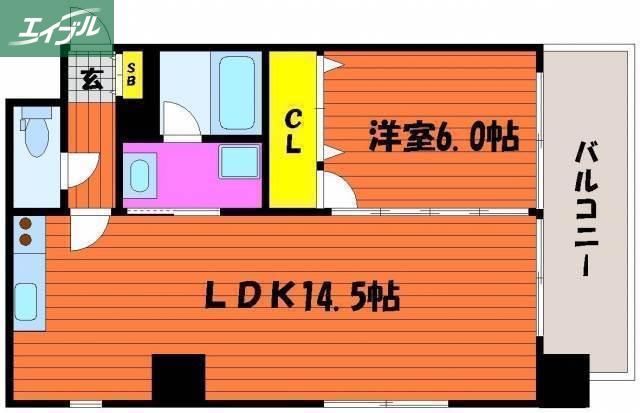 SIN KERUUXU TERA(1LDK/5階)の間取り写真