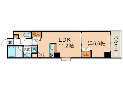 ベラジオ四条烏丸III(1LDK/10階)の間取り写真