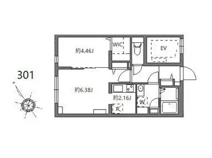 W/FLUFFY市谷台町 フラッフィー市谷台町(1LDK/3階)の間取り写真