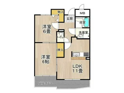 フレアコート京橋(2LDK/6階)の間取り写真