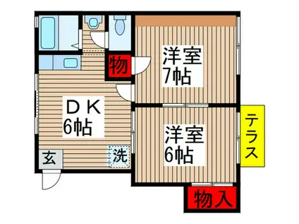 TKハイツA棟(2DK/1階)の間取り写真