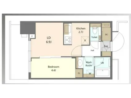 大崎ステーションレジデンス(1LDK/19階)の間取り写真