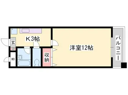 ヴィラ・ソレイユ(1K/3階)の間取り写真