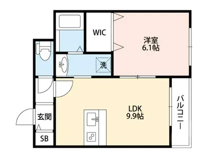 セカンド クリスタル(1LDK/1階)の間取り写真