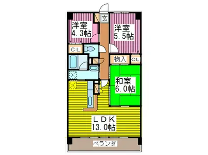 エテルノ豊春(3LDK/6階)の間取り写真