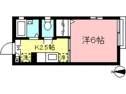 メゾン・ド・フルールIII(1K/2階)の間取り写真