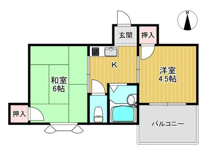 カールハイツ寝屋川II(2K/1階)の間取り写真