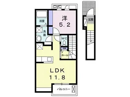 ハーモニーII(1LDK/2階)の間取り写真