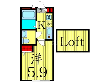 シエラグランデ亀有(1K/2階)の間取り写真