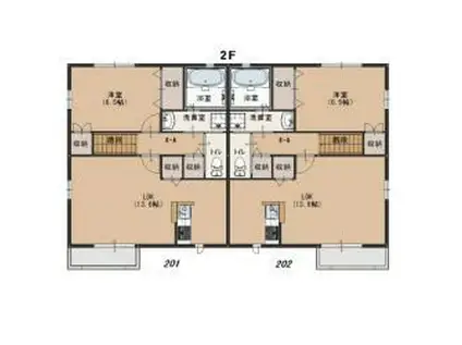 グランデールII B棟(1LDK/2階)の間取り写真