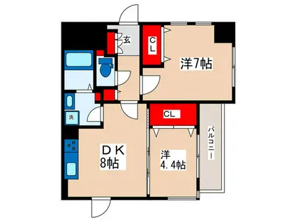 SUN SPURING TOWER(2DK/2階)の間取り写真