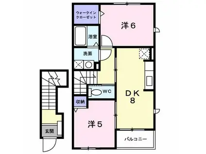 アレーナI(2DK/2階)の間取り写真